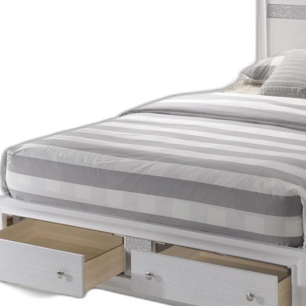 Contemporary White And Grey Queen Bed With Storage Footboard By Homeroots - Image 3