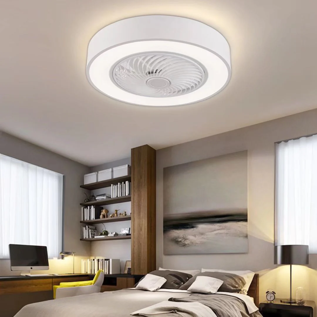 Contemporary White Ceiling Lamp And Fan By Homeroots - Image 2