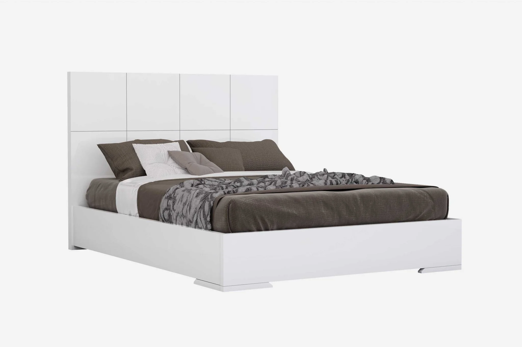Contemporary White Queen Platform Bed By Homeroots - Image 2