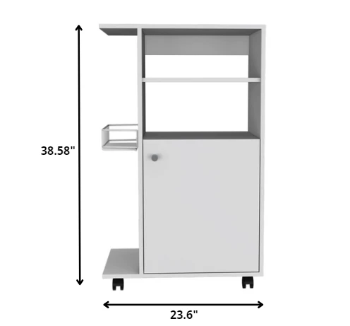 Contemporary White Rolling Kitchen Cart By Homeroots - Image 3