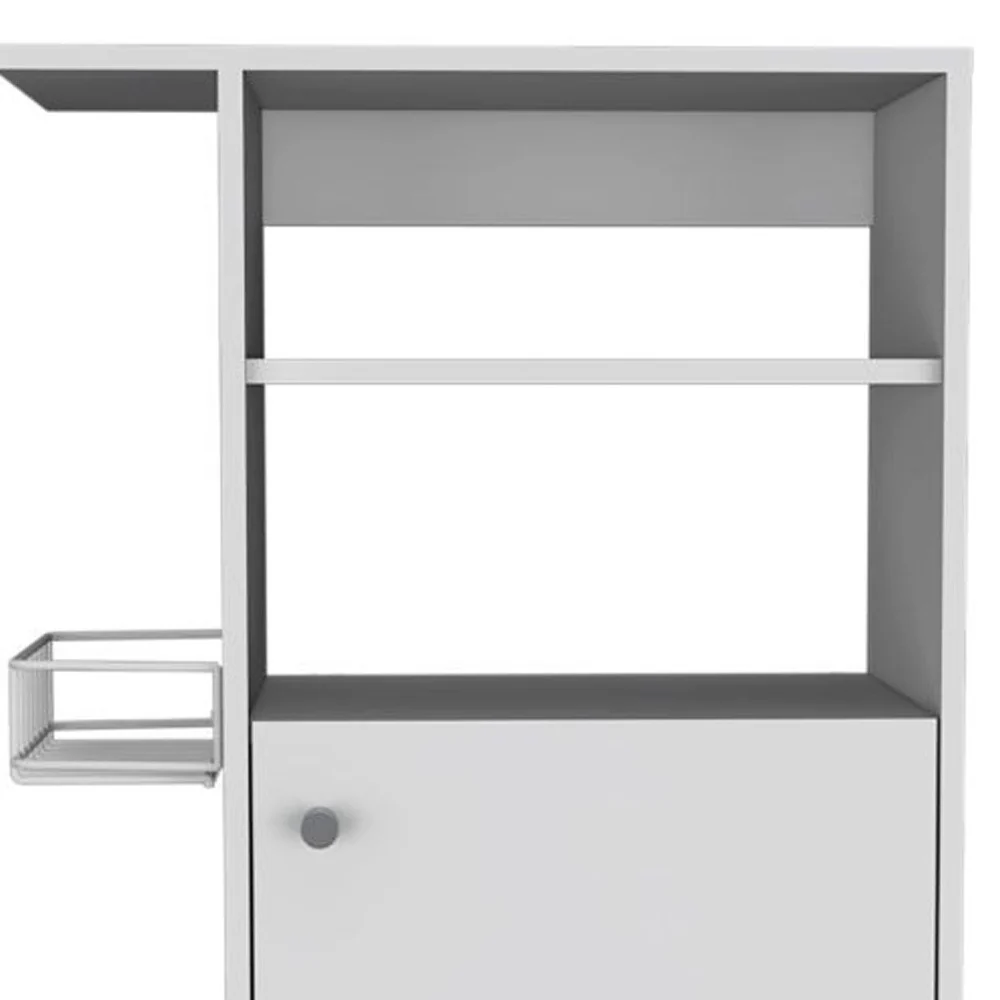 Contemporary White Rolling Kitchen Cart By Homeroots - Image 4