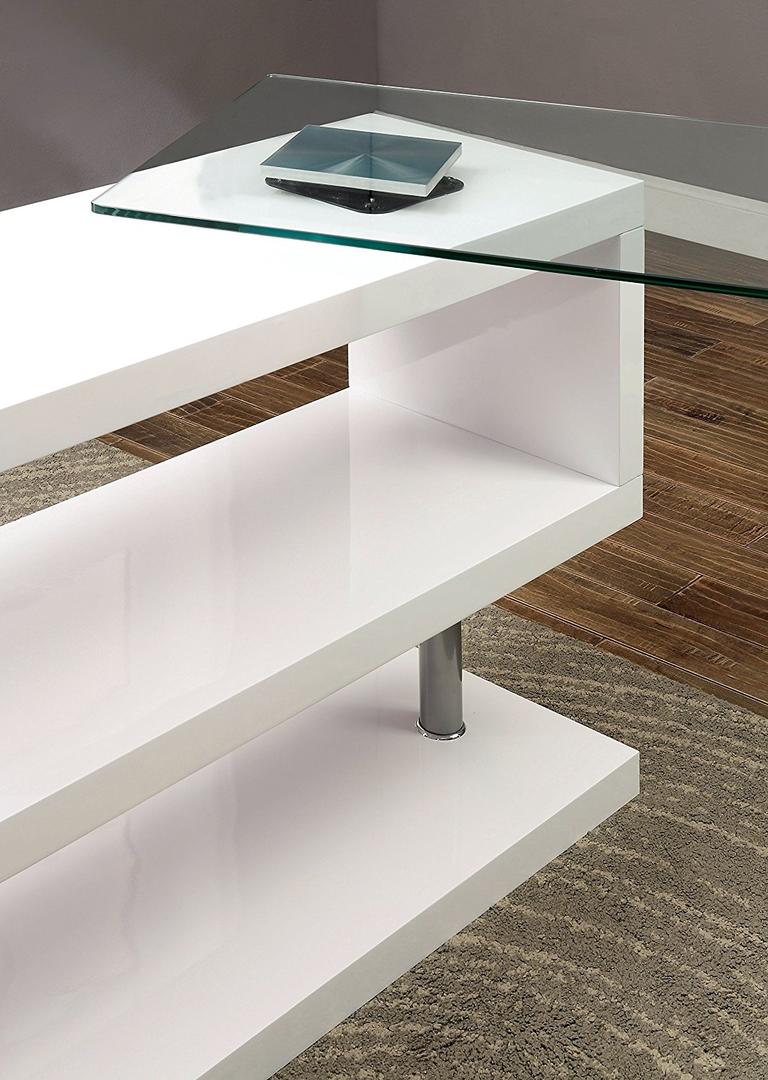 Contemporary White Swivel L Shaped Office Desk By Homeroots - Image 3