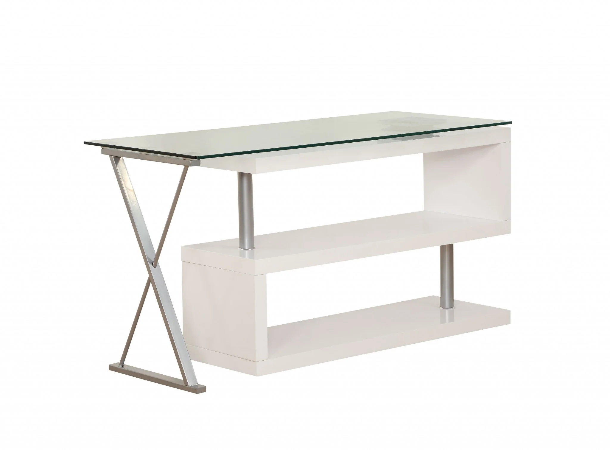 Contemporary White Swivel L Shaped Office Desk By Homeroots - Image 4