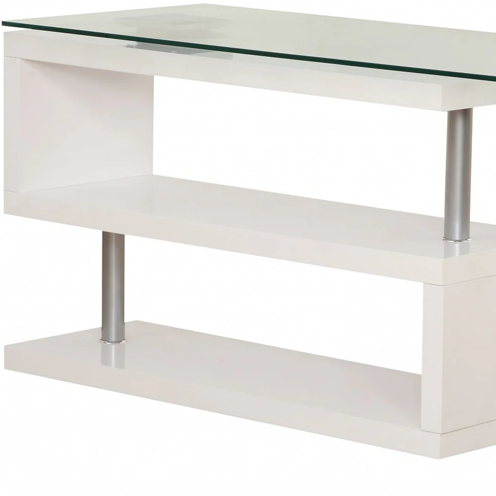Contemporary White Swivel L Shaped Office Desk By Homeroots - Image 5