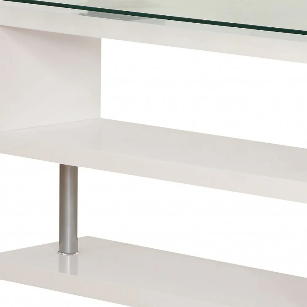 Contemporary White Swivel L Shaped Office Desk By Homeroots - Image 6