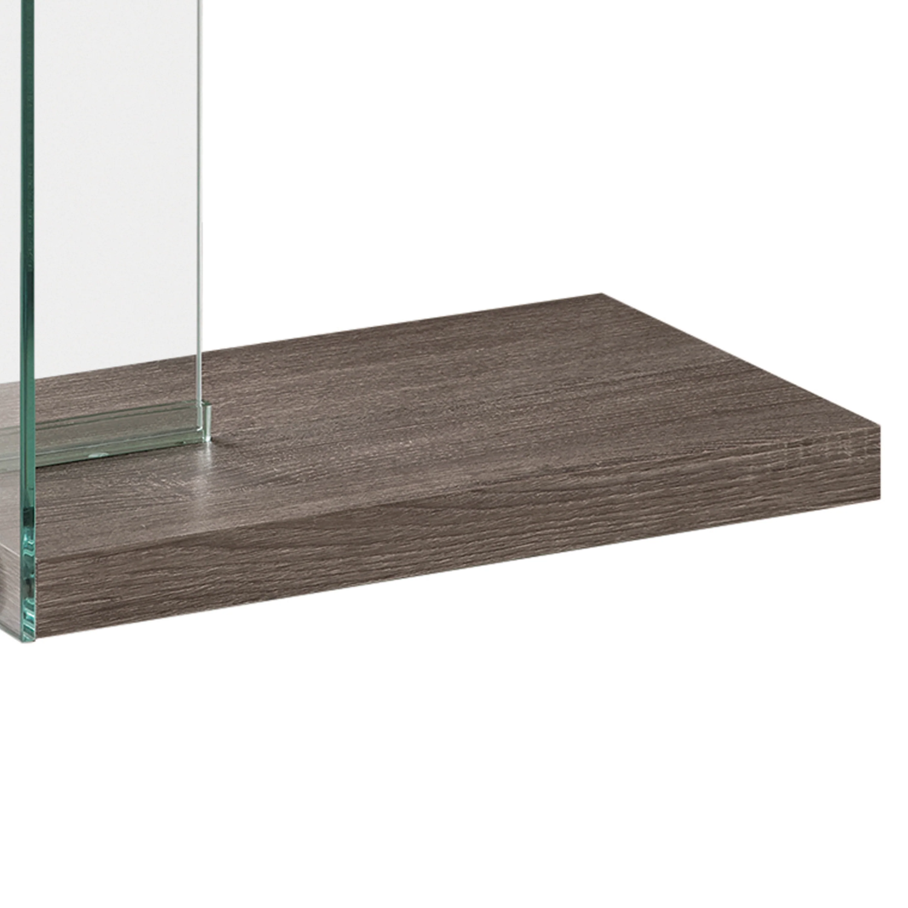 Contemporary Wood And Glass Snack Table, Gray And Clear By Benzara - Image 4
