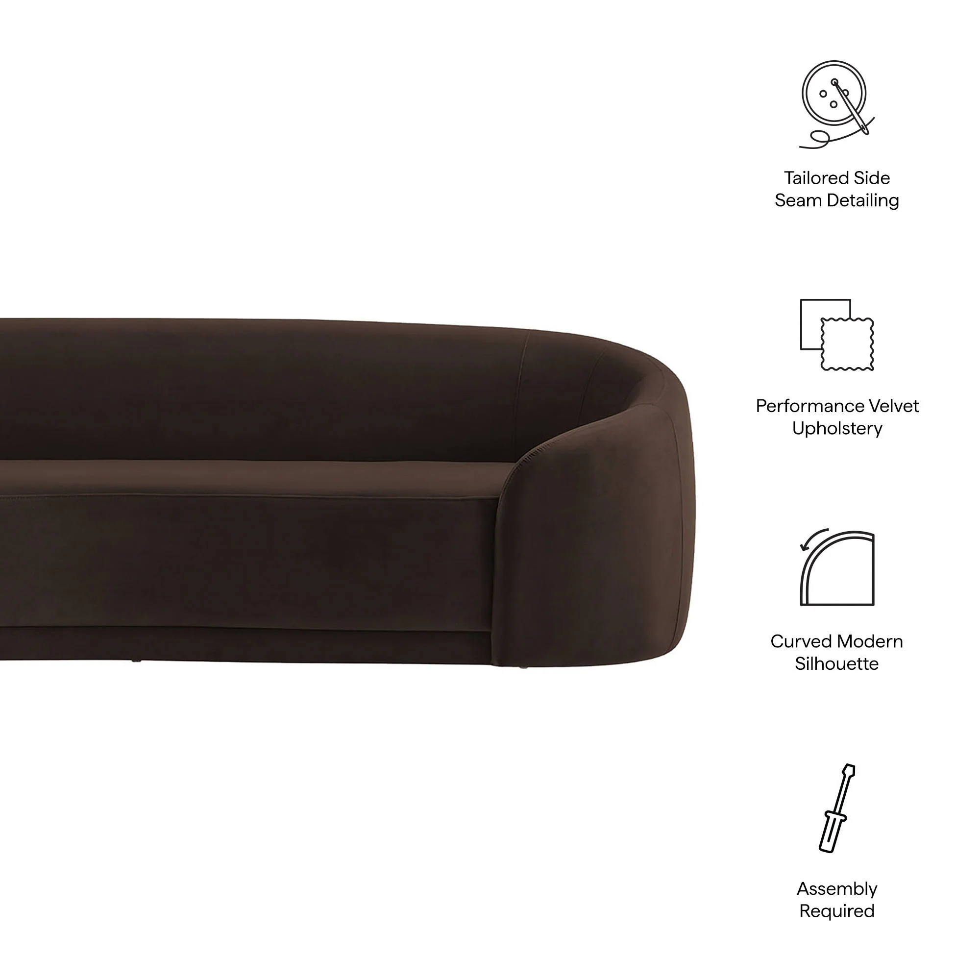 Contessa Curved Performance Velvet Sofa by Modway - Image 17