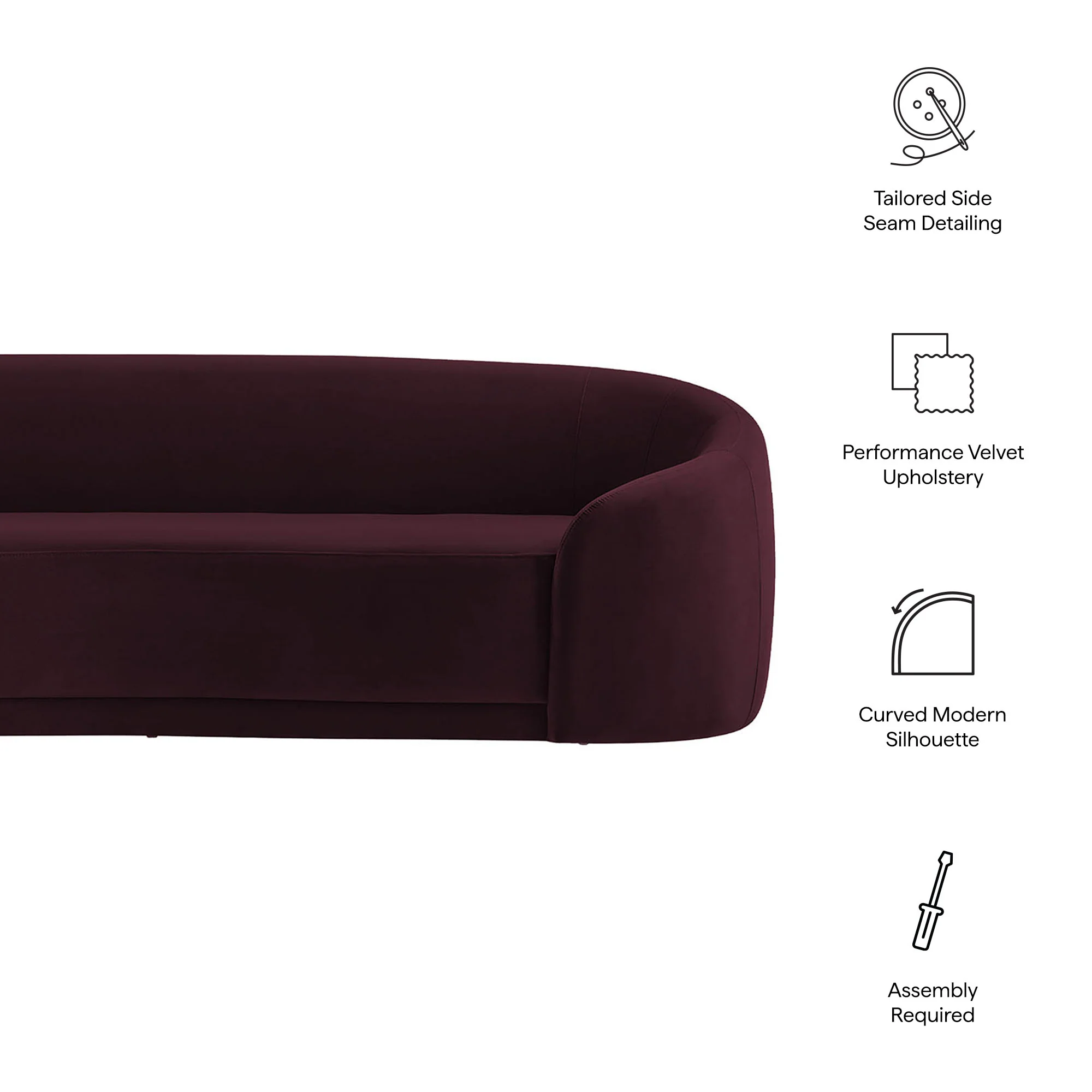 Contessa Curved Performance Velvet Sofa by Modway - Image 26