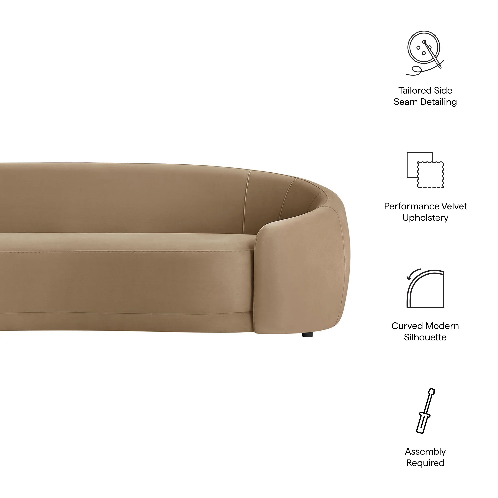 Contessa Curved Performance Velvet Sofa by Modway - Image 36