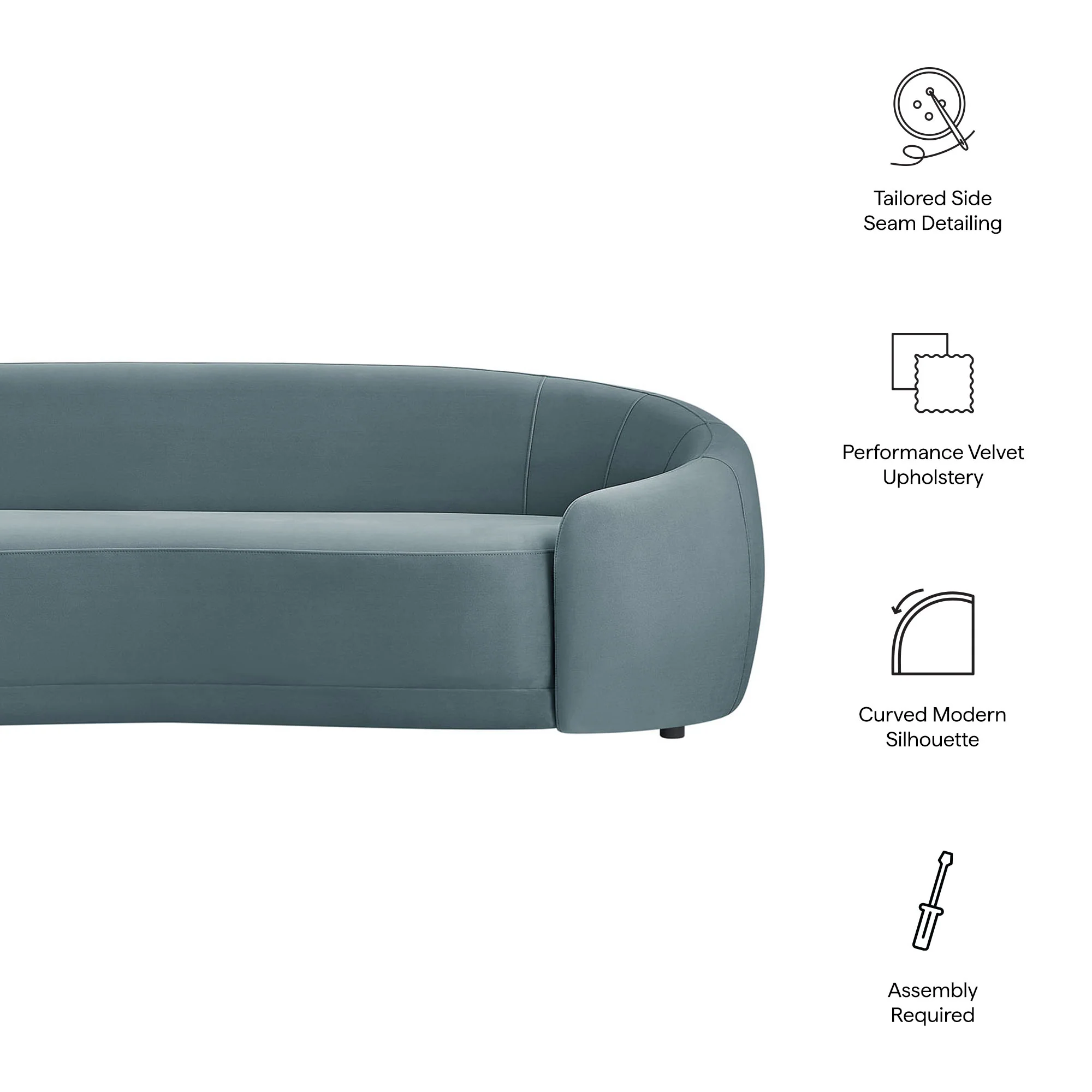 Contessa Curved Performance Velvet Sofa by Modway - Image 8