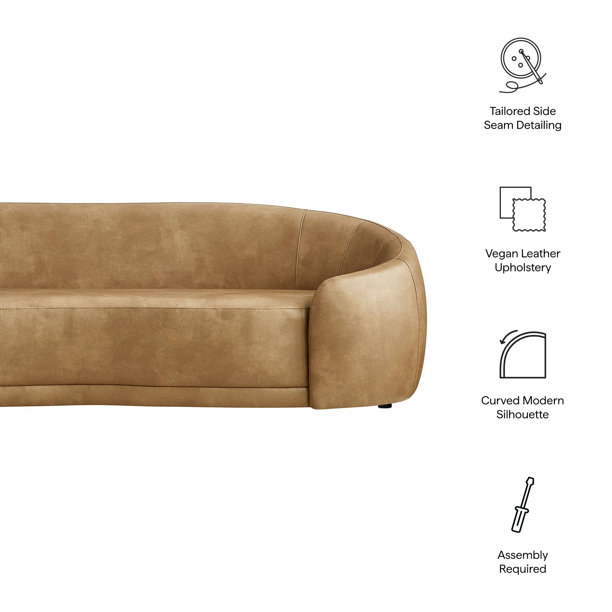 Contessa Curved Vegan Leather Sofa by Modway - Image 9