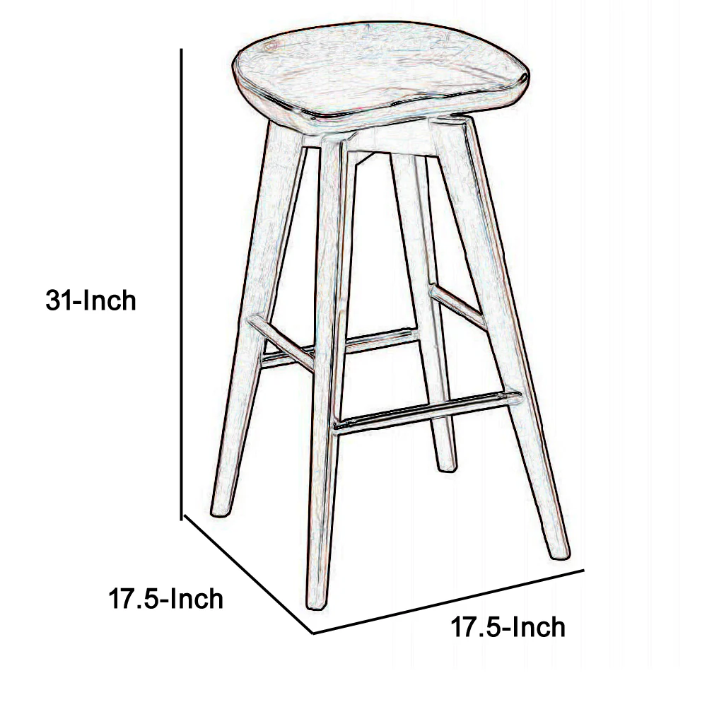 Contoured Seat Wooden Frame Swivel Barstool With Angled Legs, Dark Brown By Benzara - Image 3