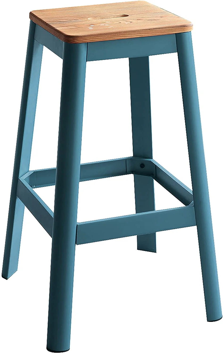 Contrast Teal And Natural Wood Bar Stool By Homeroots - Image 3
