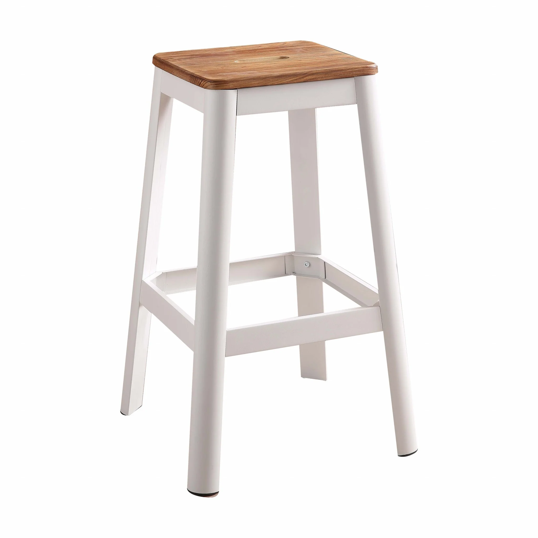 Contrast White And Natural Wood Bar Stool By Homeroots - Image 3