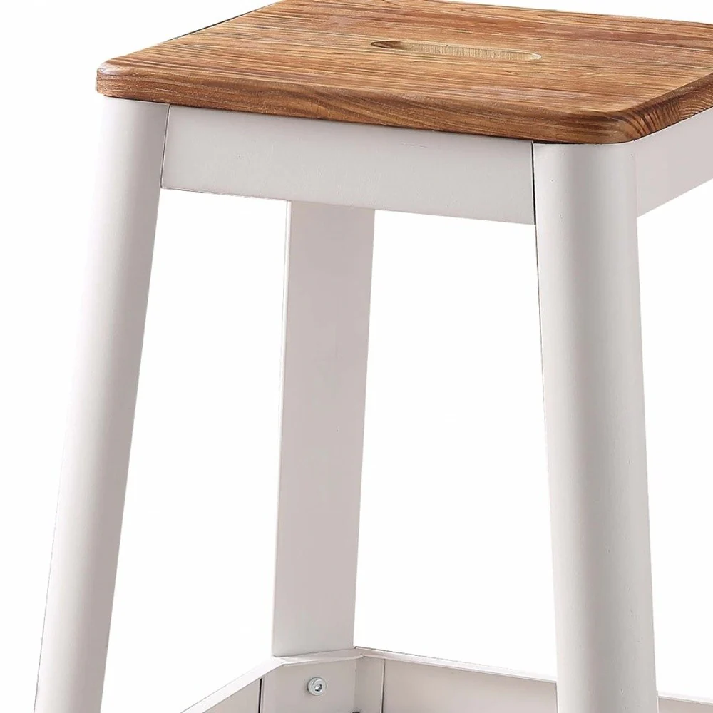 Contrast White And Natural Wood Bar Stool By Homeroots - Image 5