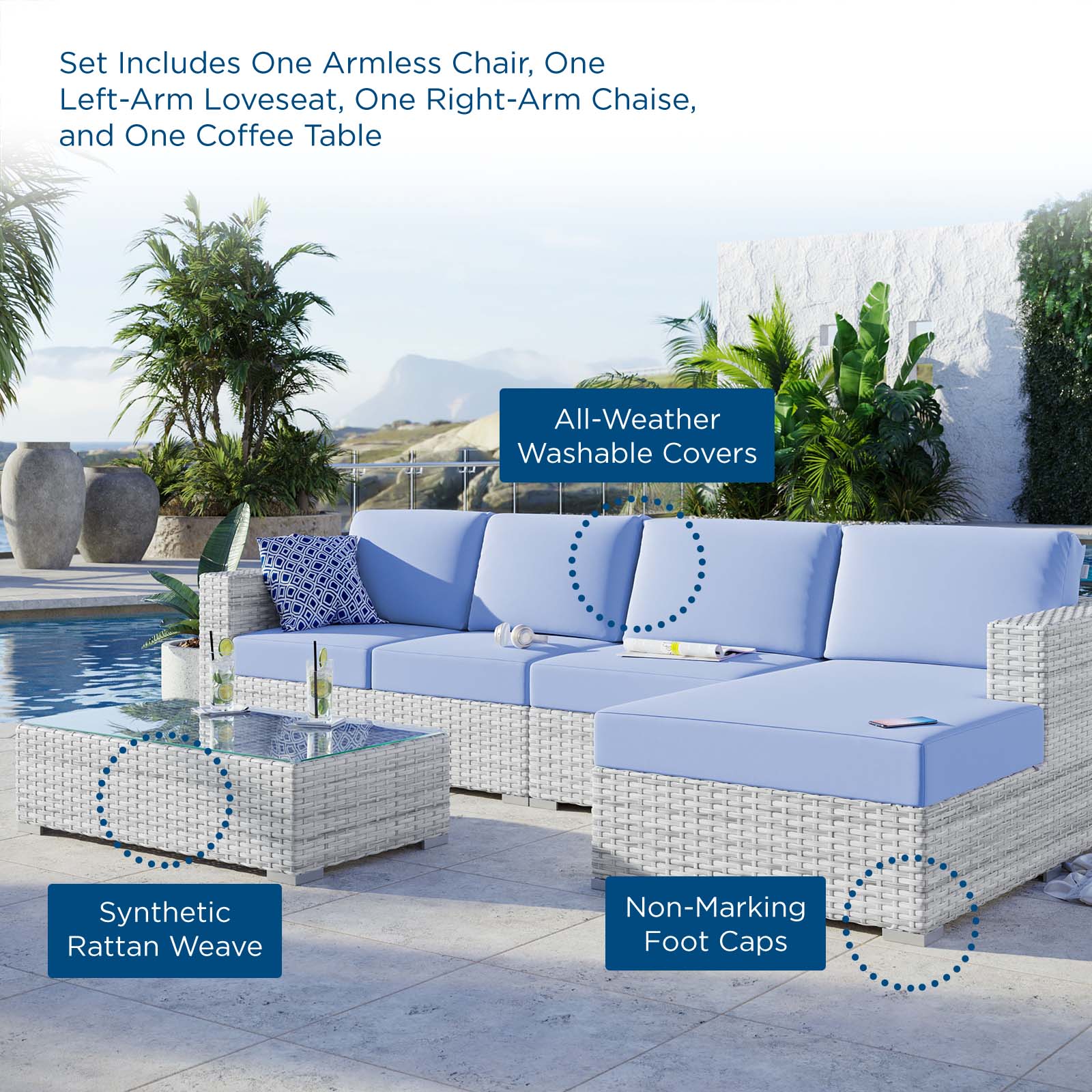 Convene 4-Piece Outdoor Patio Sectional Set By Modway - EEI-5445 - Image 13