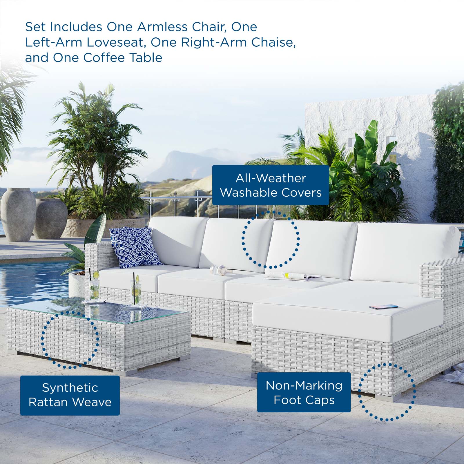 Convene 4-Piece Outdoor Patio Sectional Set By Modway - EEI-5445 - Image 28