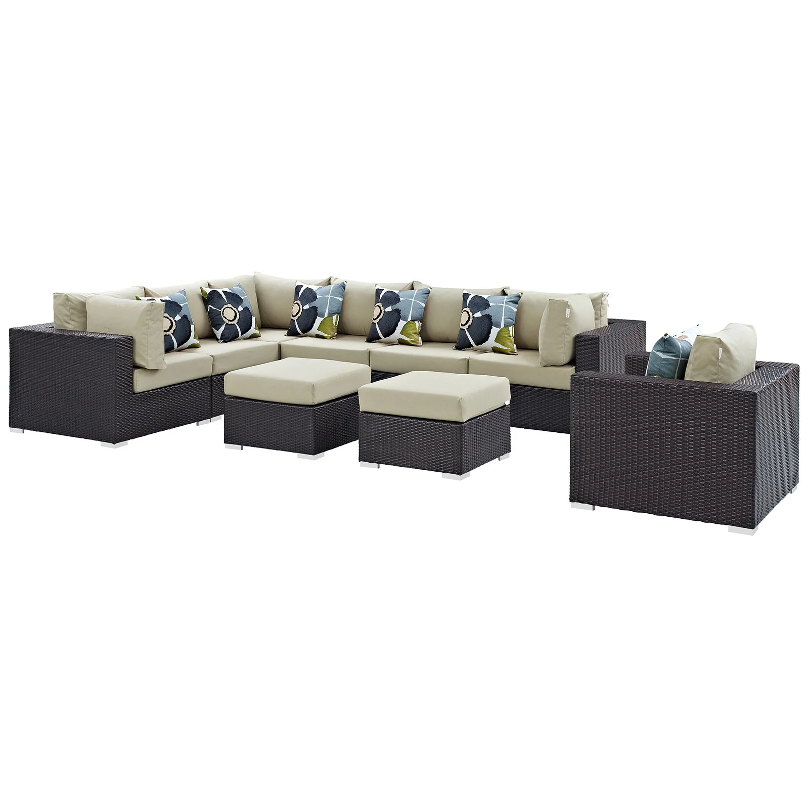Convene 9 Piece Outdoor Patio Sectional Set By Modway - EEI-2373 - Image 2