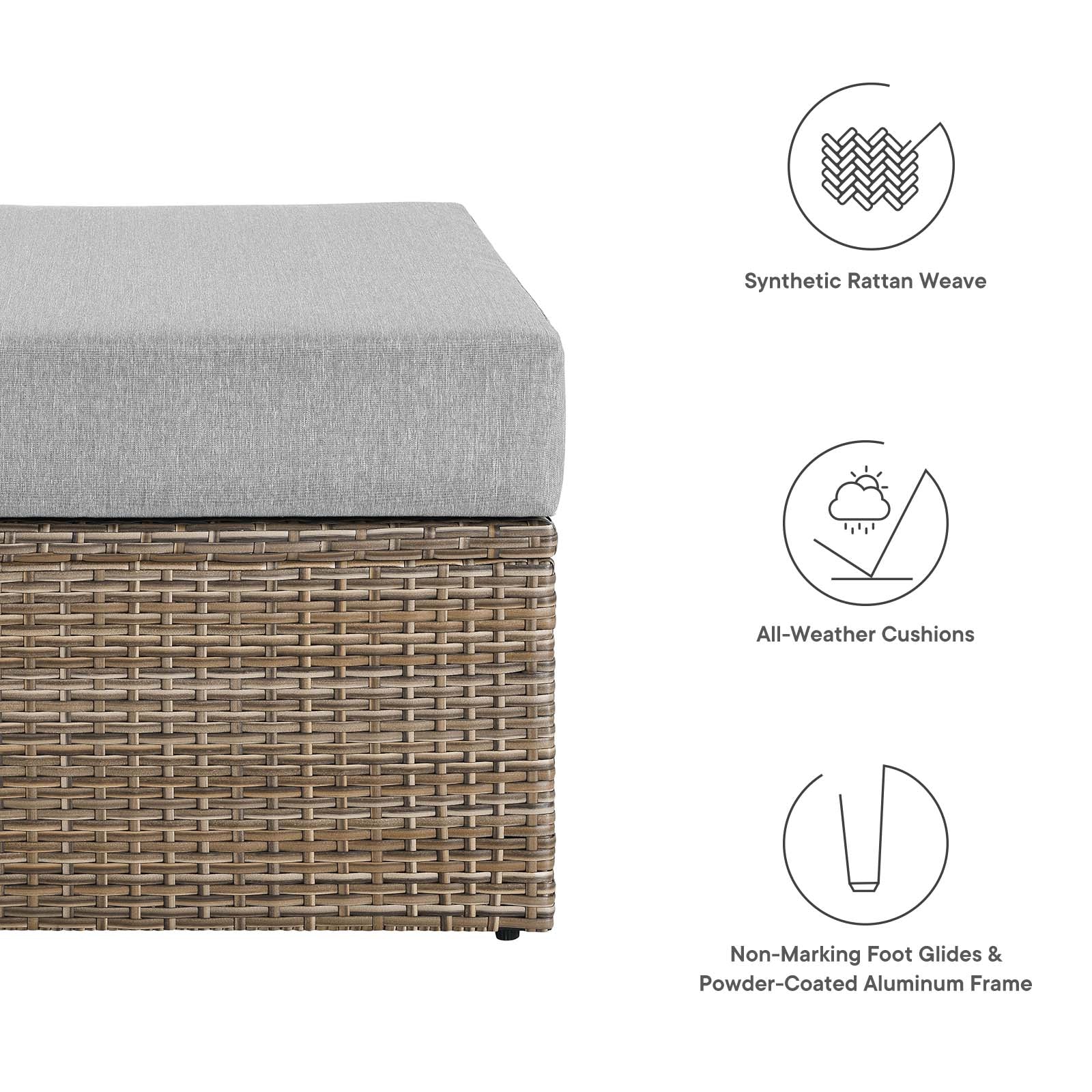 Convene Outdoor Patio Outdoor Patio Ottoman By Modway - EEI-6241 - Image 5
