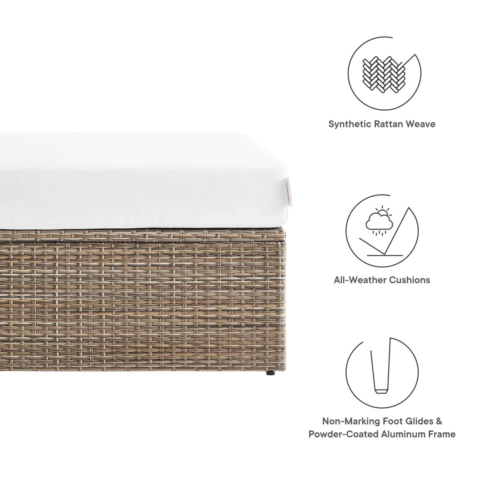 Convene Outdoor Patio Outdoor Patio Rectangle Ottoman By Modway - EEI-6248 - Image 12