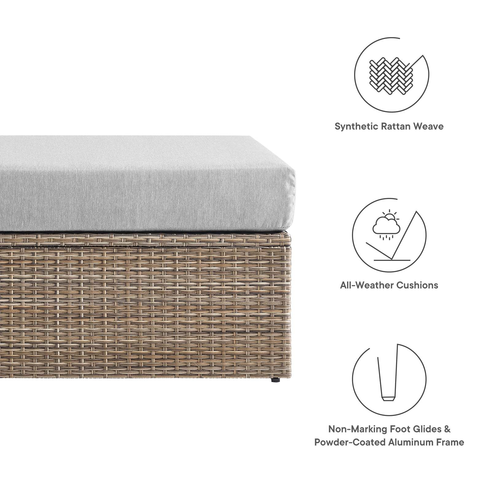 Convene Outdoor Patio Outdoor Patio Rectangle Ottoman By Modway - EEI-6248 - Image 5