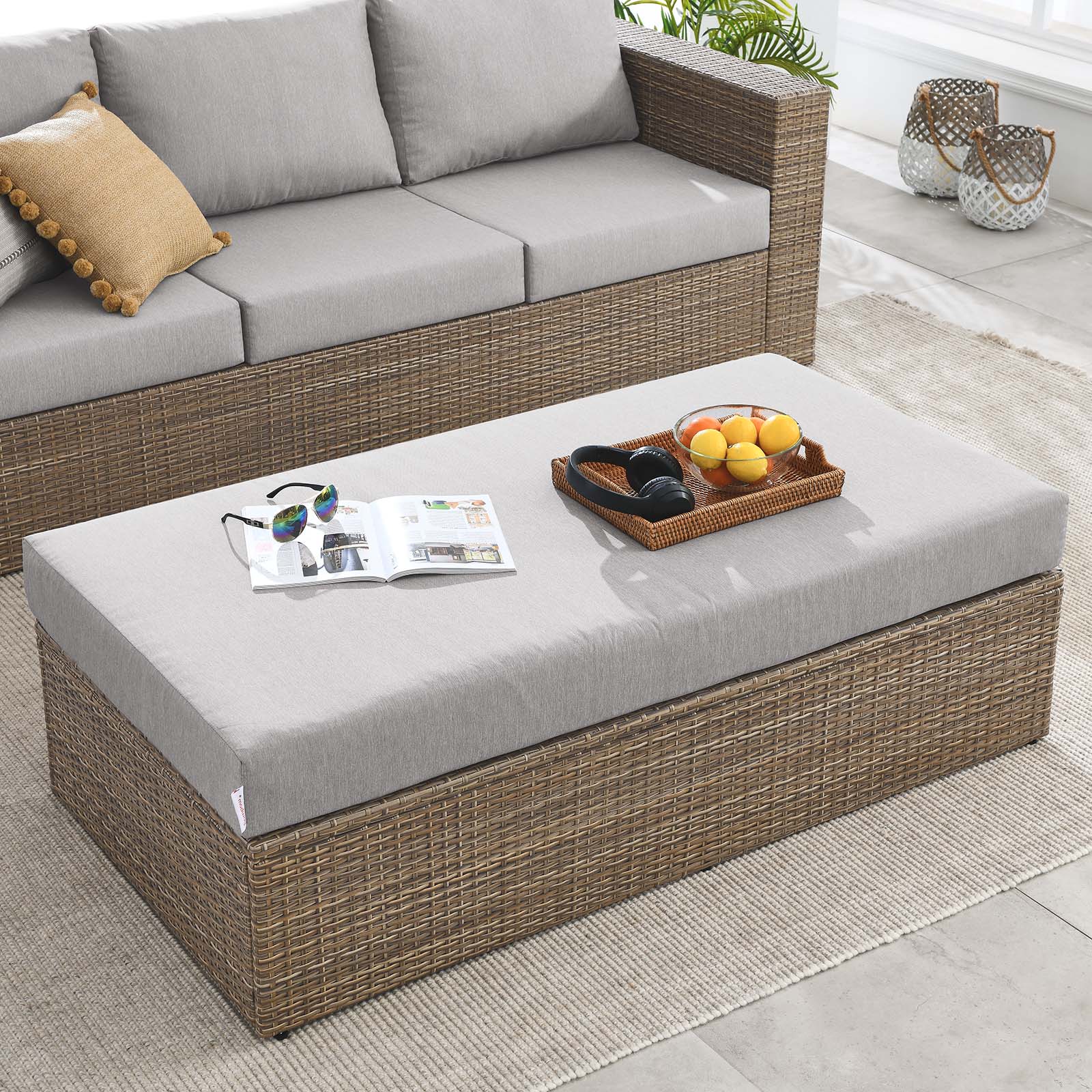 Convene Outdoor Patio Outdoor Patio Rectangle Ottoman By Modway - EEI-6248 - Image 7