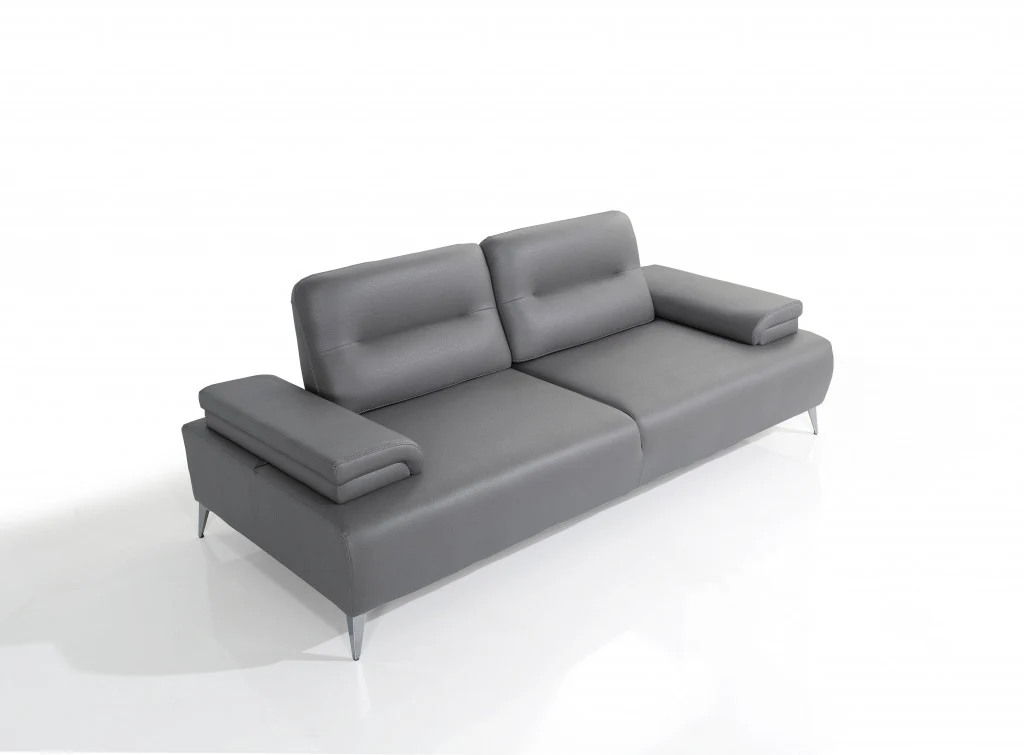 Convertible Leather Sofa Metal By Homeroots - Image 2