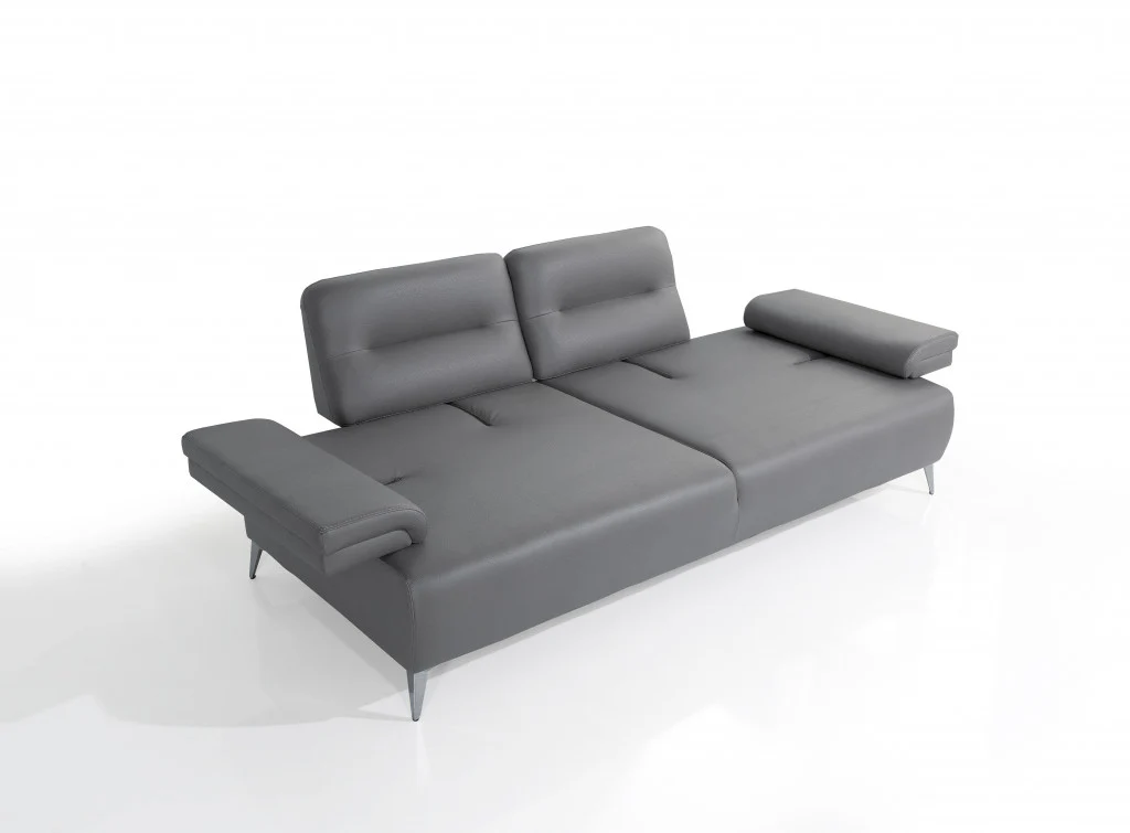 Convertible Leather Sofa Metal By Homeroots - Image 3