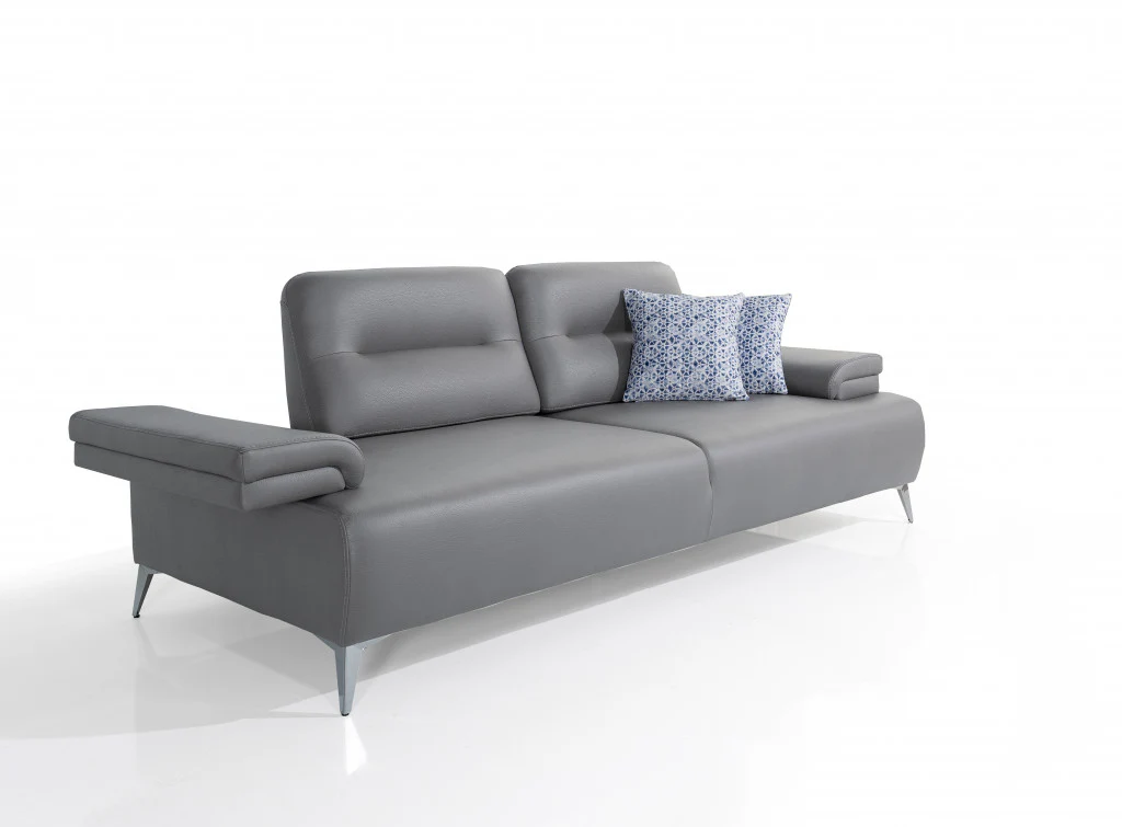 Convertible Leather Sofa Metal By Homeroots - Image 4