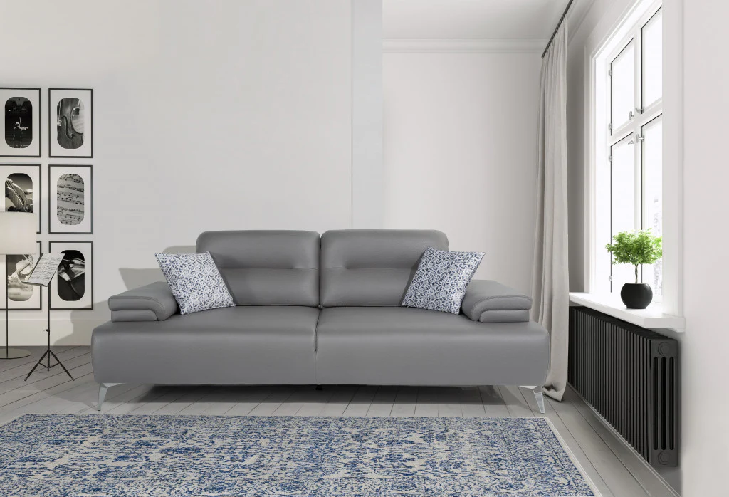 Convertible Leather Sofa Metal By Homeroots - Image 5