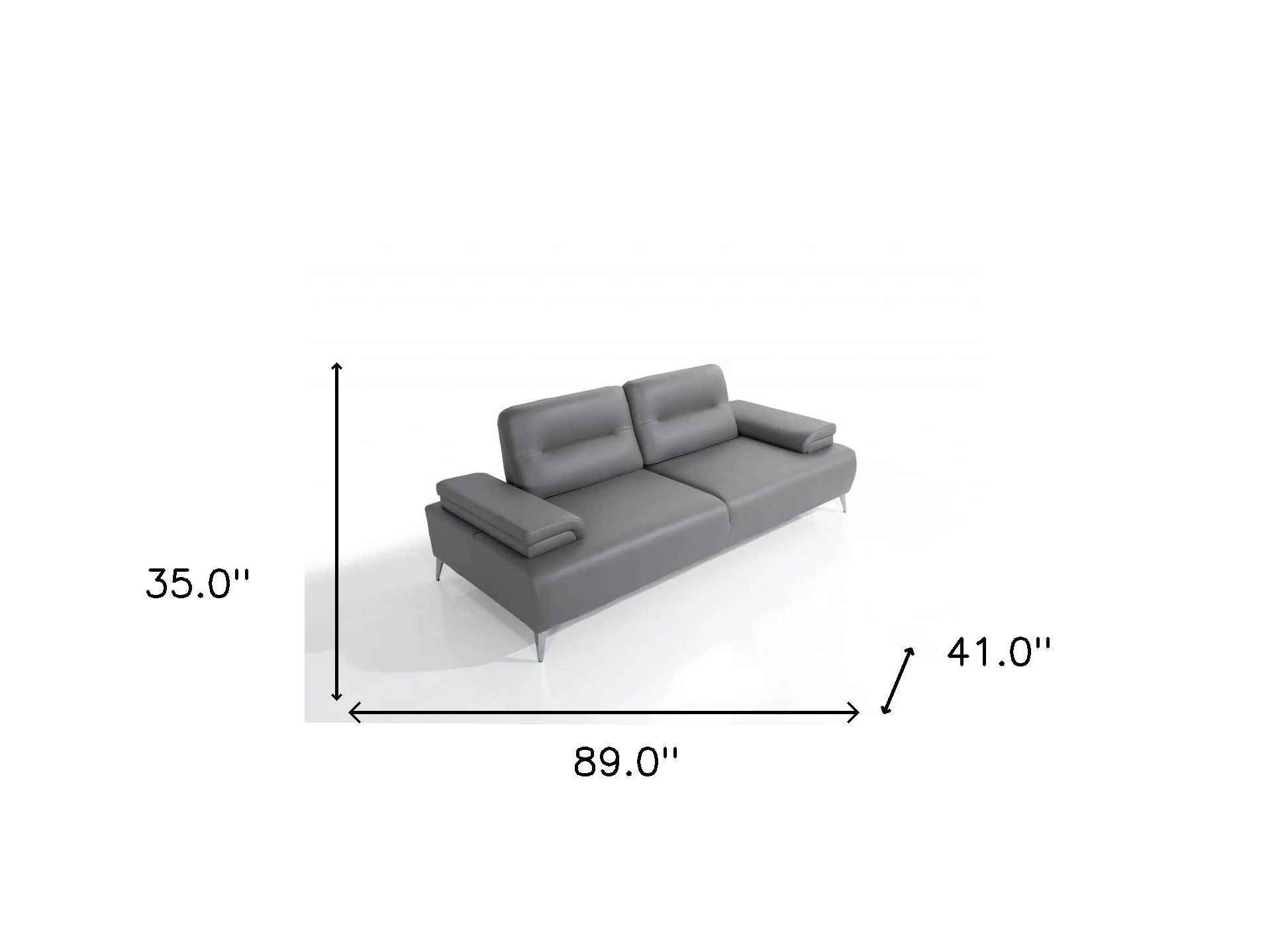 Convertible Leather Sofa Metal By Homeroots - Image 7