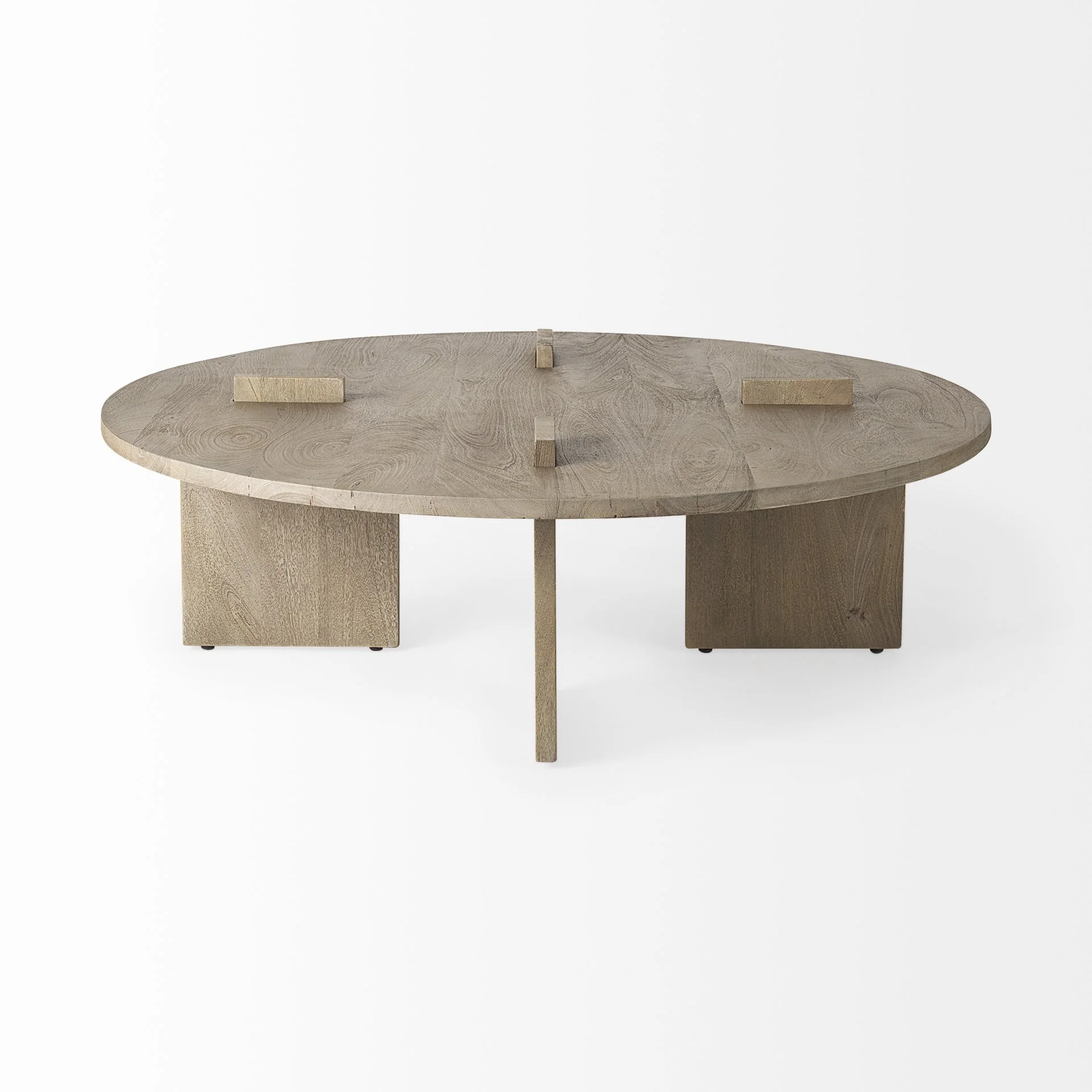 Cool Gray Brown Round Wooden Coffee Table By Homeroots - Image 2