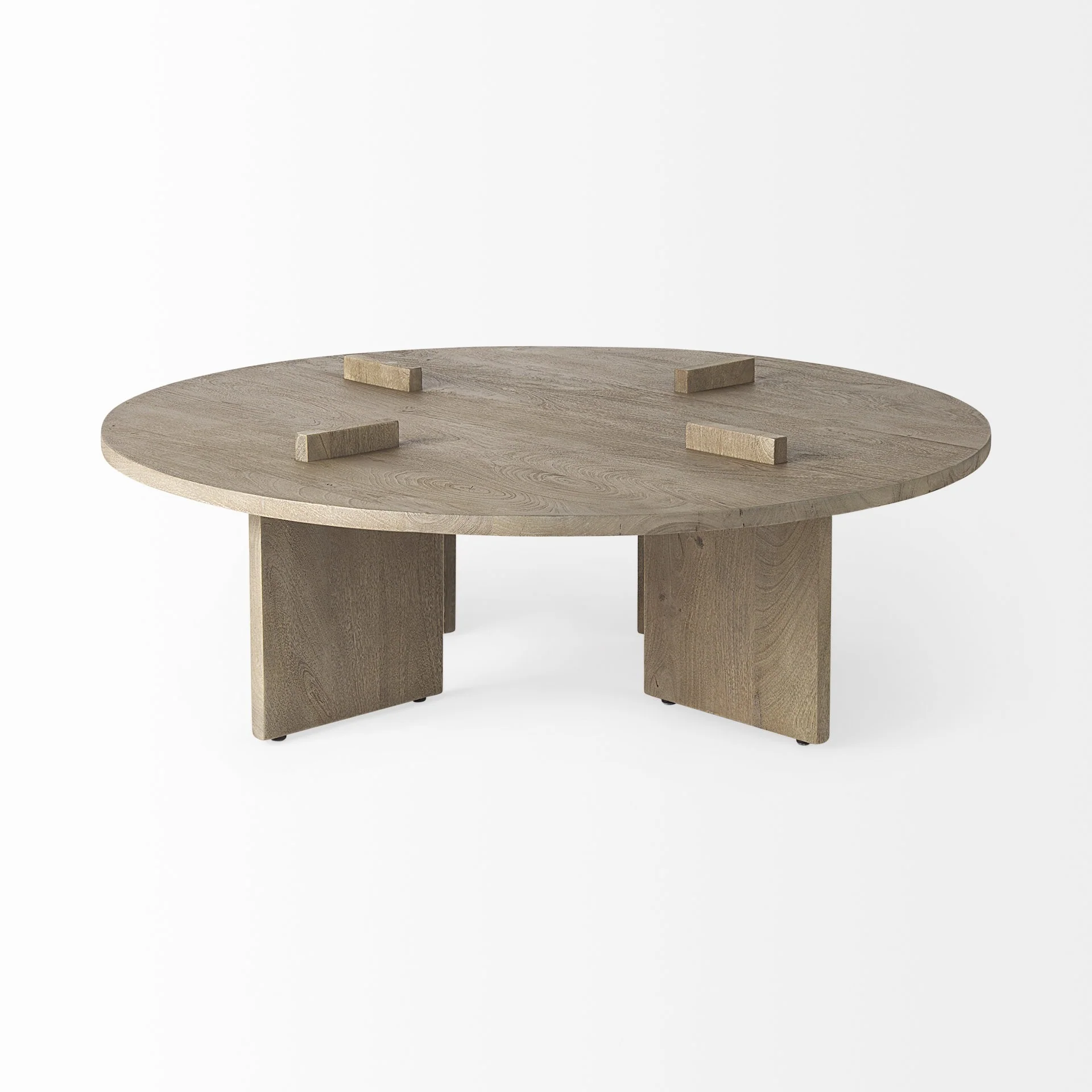 Cool Gray Brown Round Wooden Coffee Table By Homeroots - Image 3