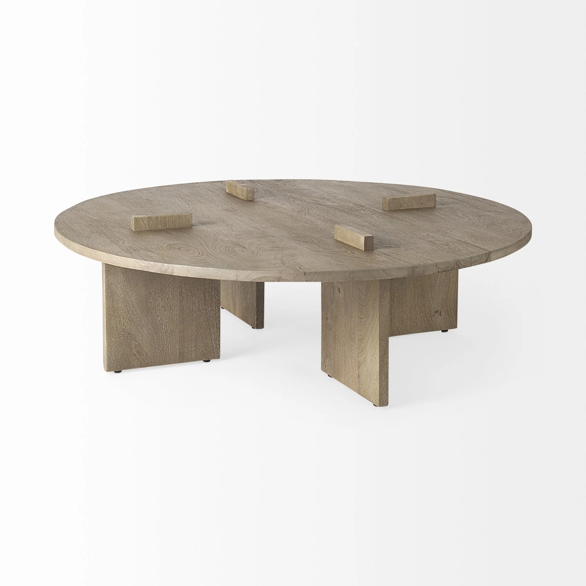 Cool Gray Brown Round Wooden Coffee Table By Homeroots - Image 4