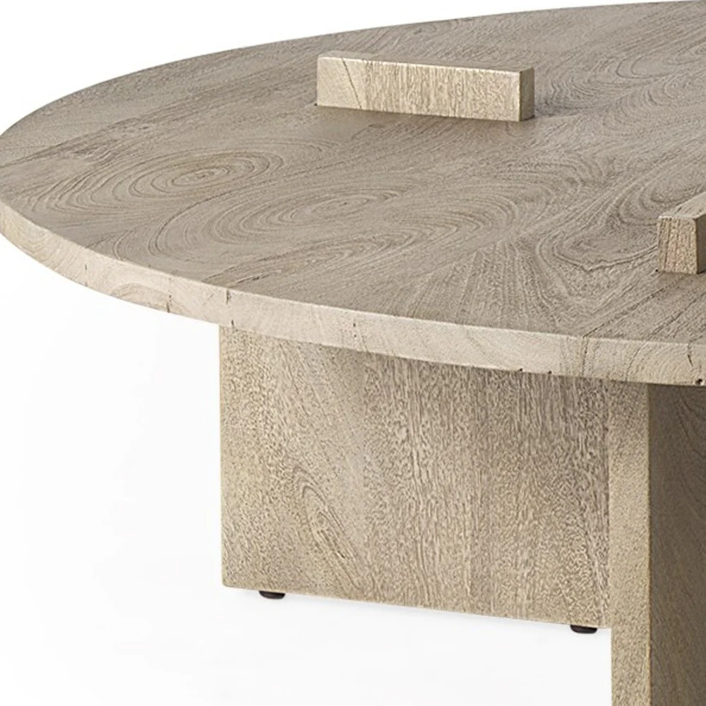 Cool Gray Brown Round Wooden Coffee Table By Homeroots - Image 5