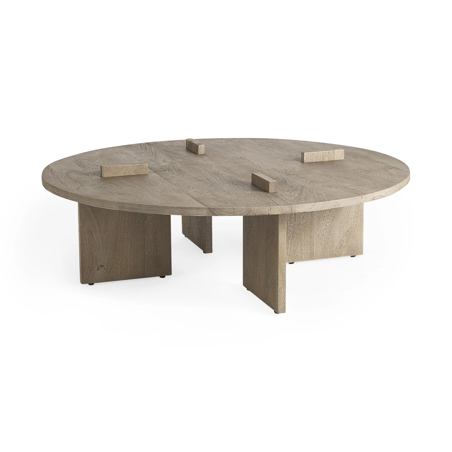 Cool Gray Brown Round Wooden Coffee Table By Homeroots - Image 6