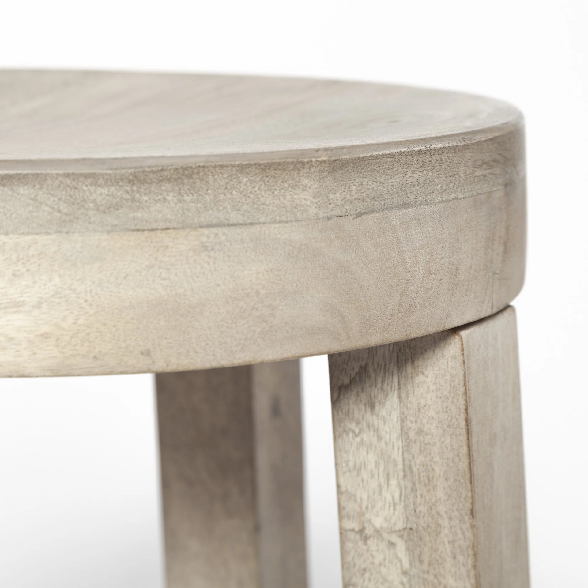Cool Gray Whitewash Round Wooden Stool By Homeroots - Image 5