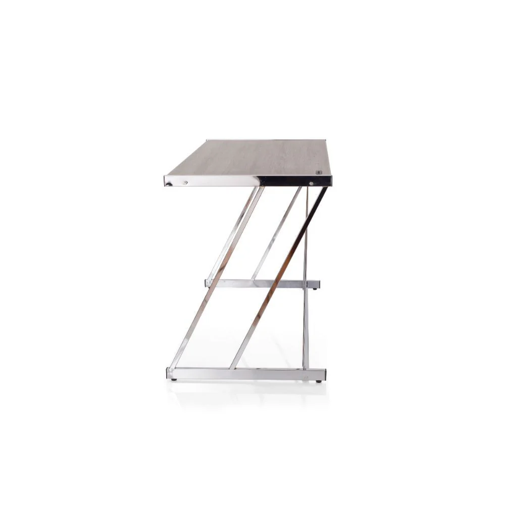 Cool Oak and Chrome USB Desk By Homeroots - Image 3