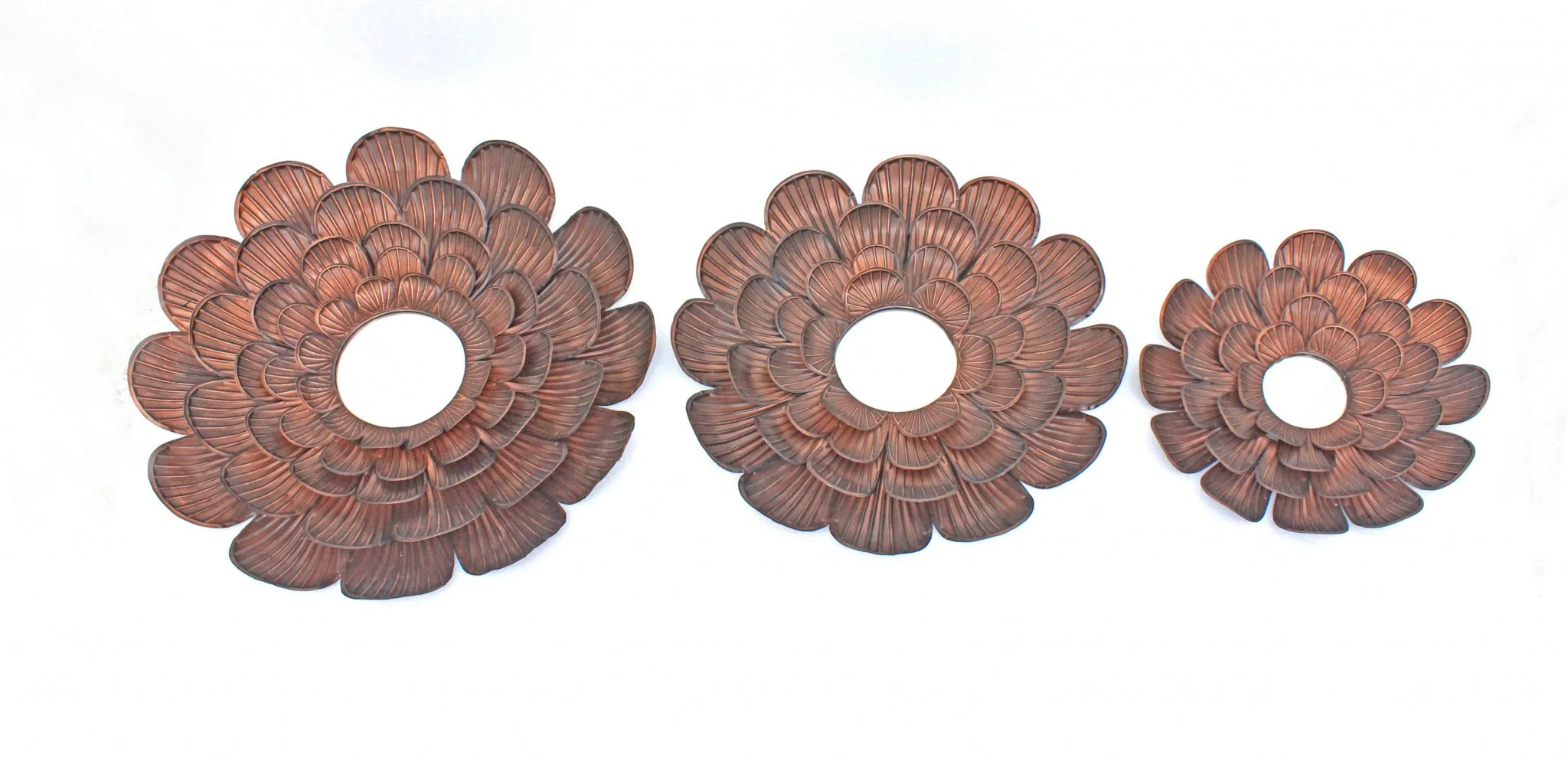 Copper 3 Piece Vintage Blooming Flower Metal - Wall Mirror By Homeroots - Image 3