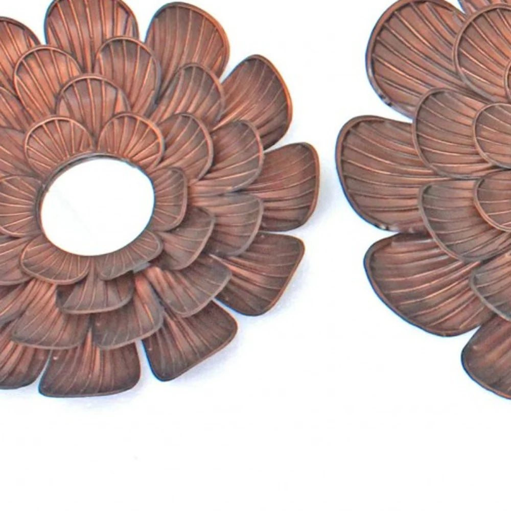 Copper 3 Piece Vintage Blooming Flower Metal - Wall Mirror By Homeroots - Image 5