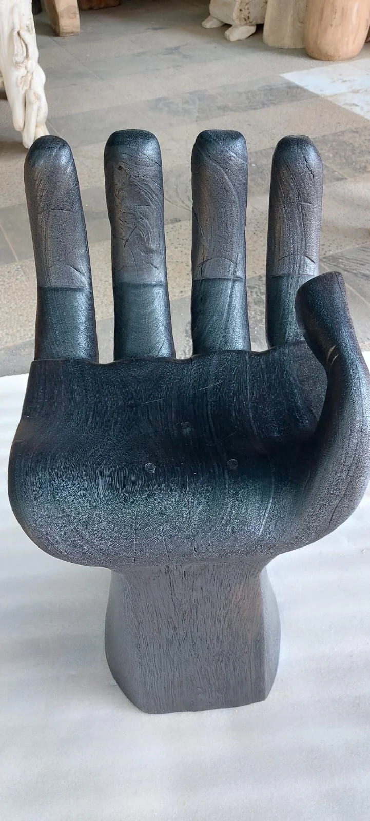 Black  Buddha Chair-Burnt Wood  Hand Shaped-Side Table /Occasional  Accent Chair - Image 5
