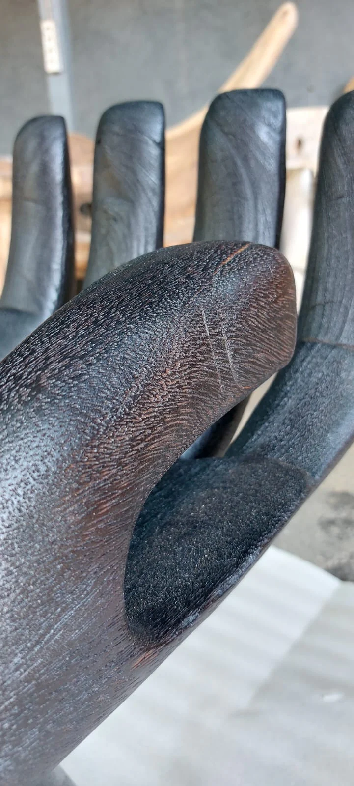 Black  Buddha Chair-Burnt Wood  Hand Shaped-Side Table /Occasional  Accent Chair - Image 8