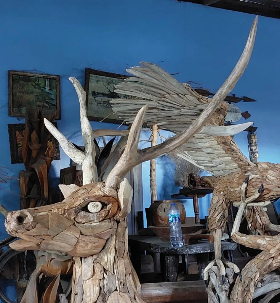 Driftwood Stag with Antlers| Large size Teak Root Sculpture| 6.5 Ft Height | Weatherproof Reclaimed Wood Garden Statue  from Artisan Living - Image 6