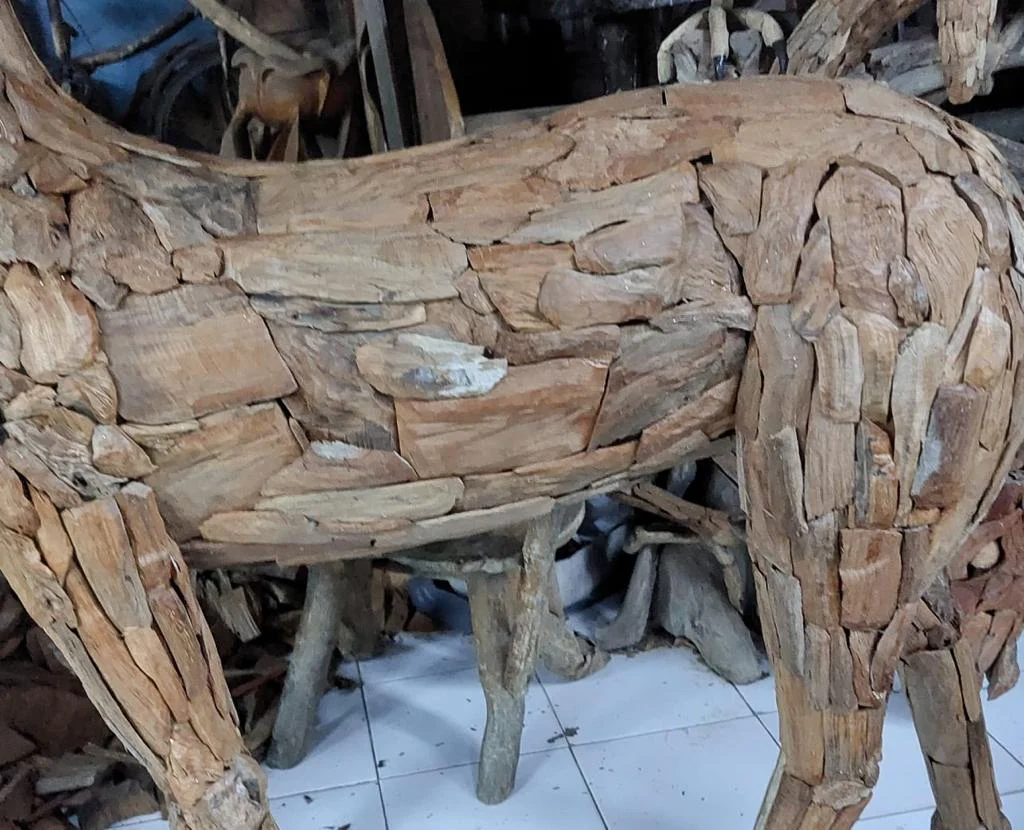 Driftwood Stag with Antlers| Large size Teak Root Sculpture| 6.5 Ft Height | Weatherproof Reclaimed Wood Garden Statue  from Artisan Living - Image 7