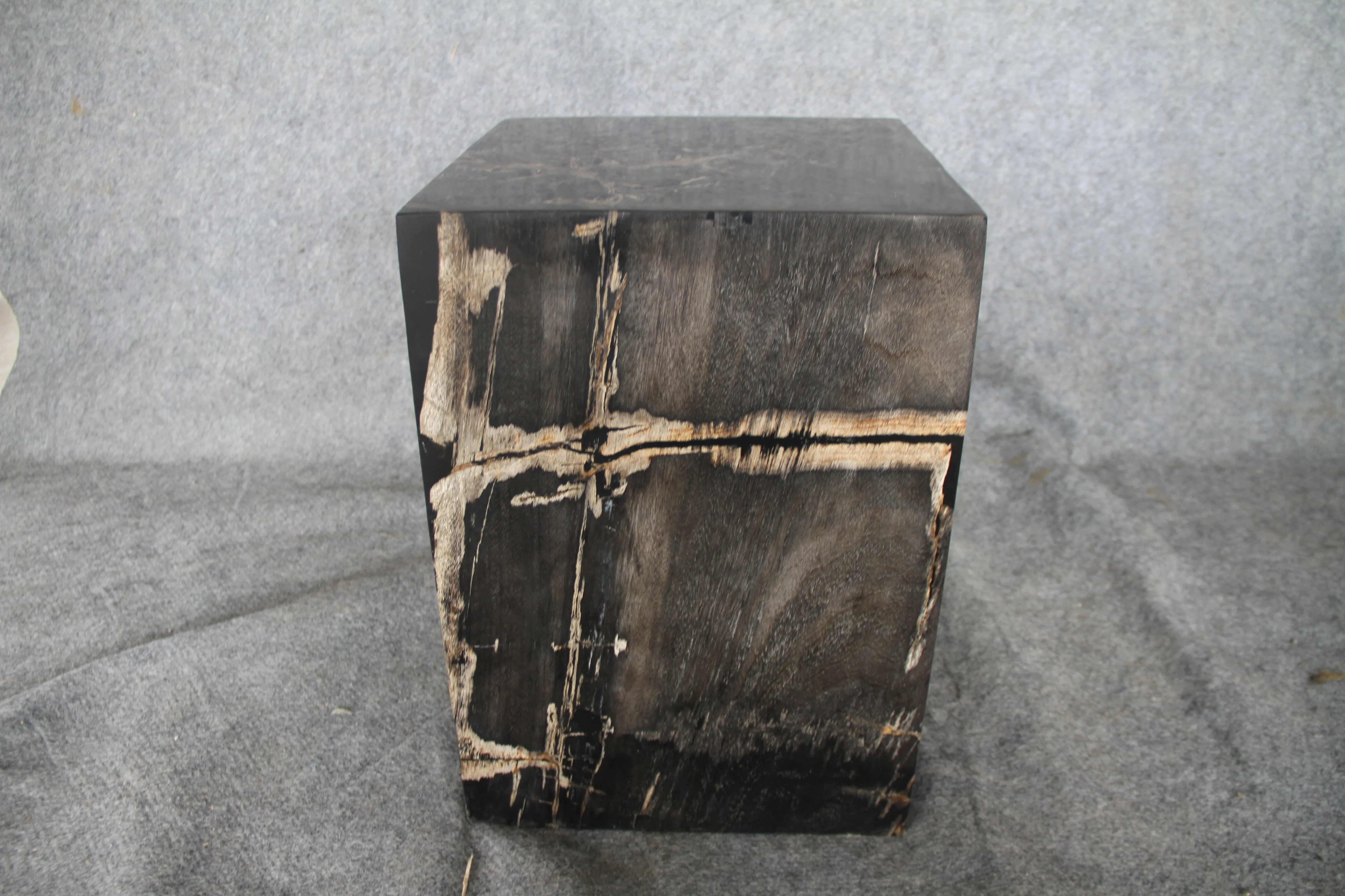 Square Petrified Wood Log Stool 18" x 12" x 12" - BK.77 - Image 3