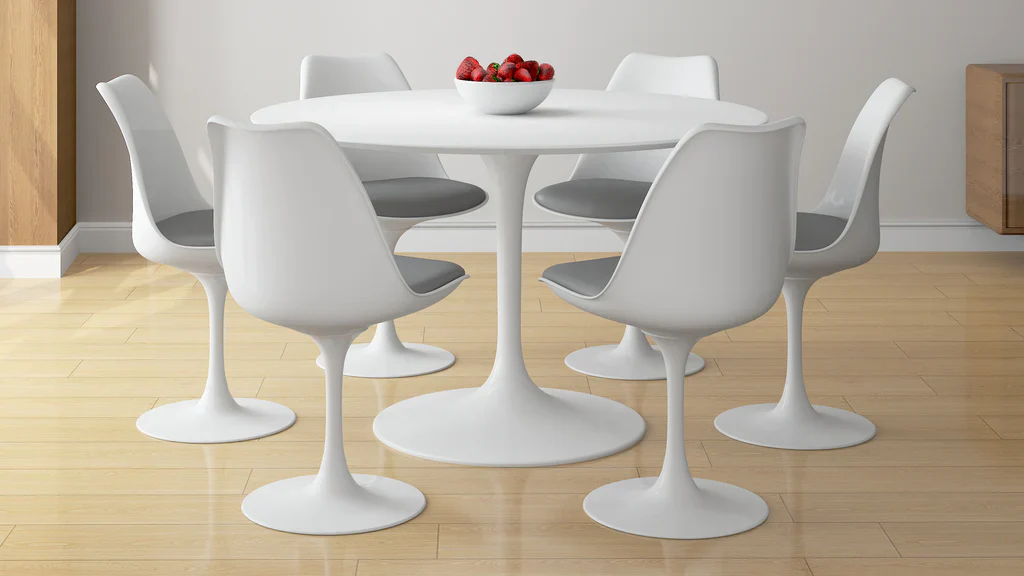 Tulip 48" Fiberglass Dining Table & Chairs 7Pc Set By Modholic - Image 2