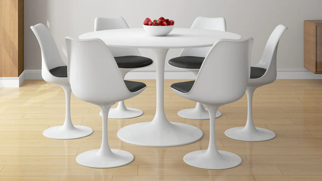 Tulip 48" Fiberglass Dining Table & Chairs 7Pc Set By Modholic - Image 3