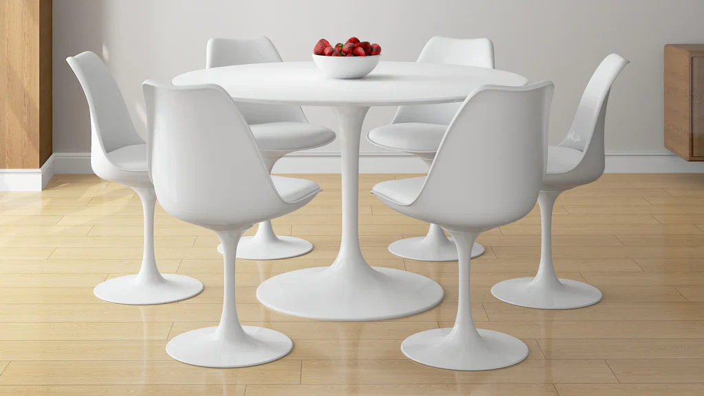 Tulip 48" Fiberglass Dining Table & Chairs 7Pc Set By Modholic - Image 4