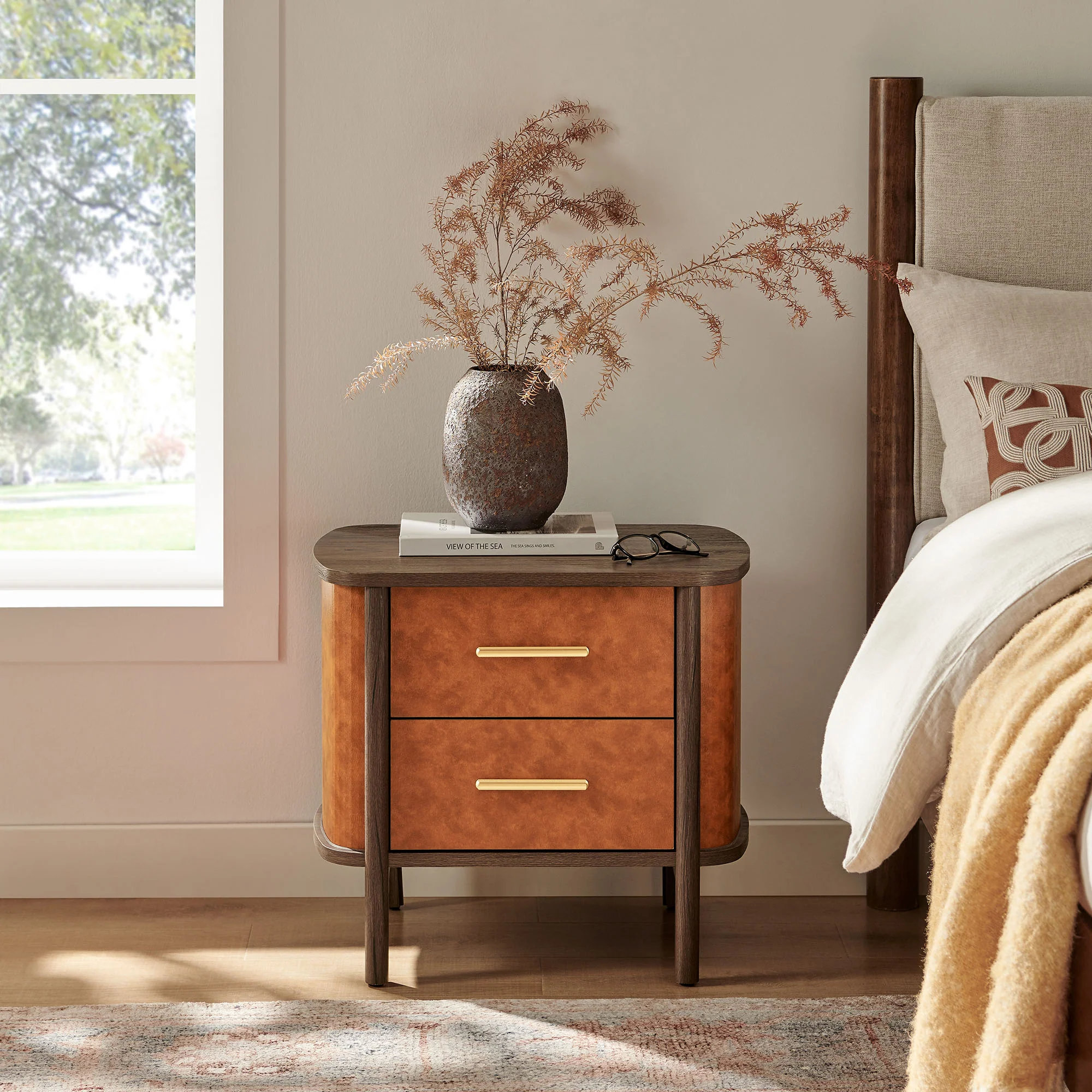 Coralie 2-Drawer Curved Vegan Leather Nightstand by Modway - Image 7