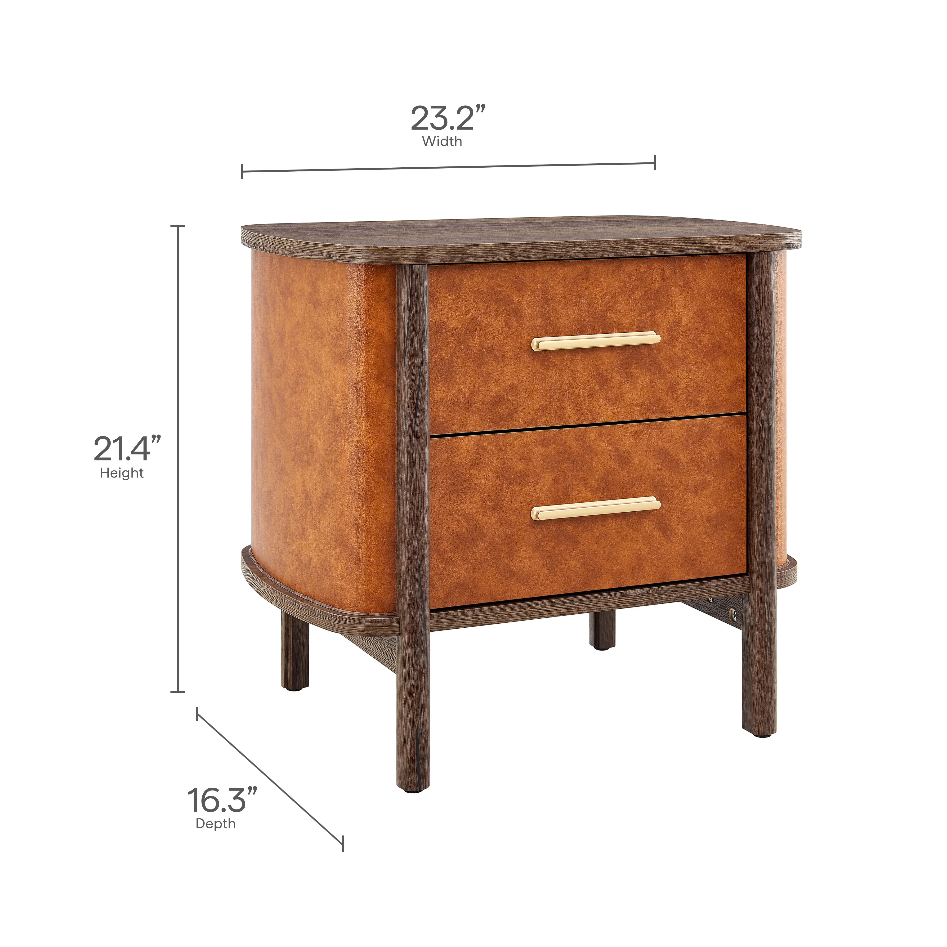 Coralie 2-Drawer Curved Vegan Leather Nightstand by Modway - Image 9